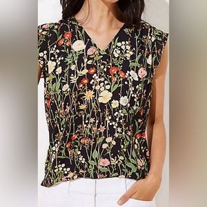 NWT Loft Sleeveless V-neck Floral Shell Med Blouse BLACK YELLOW RED PINK GREEN